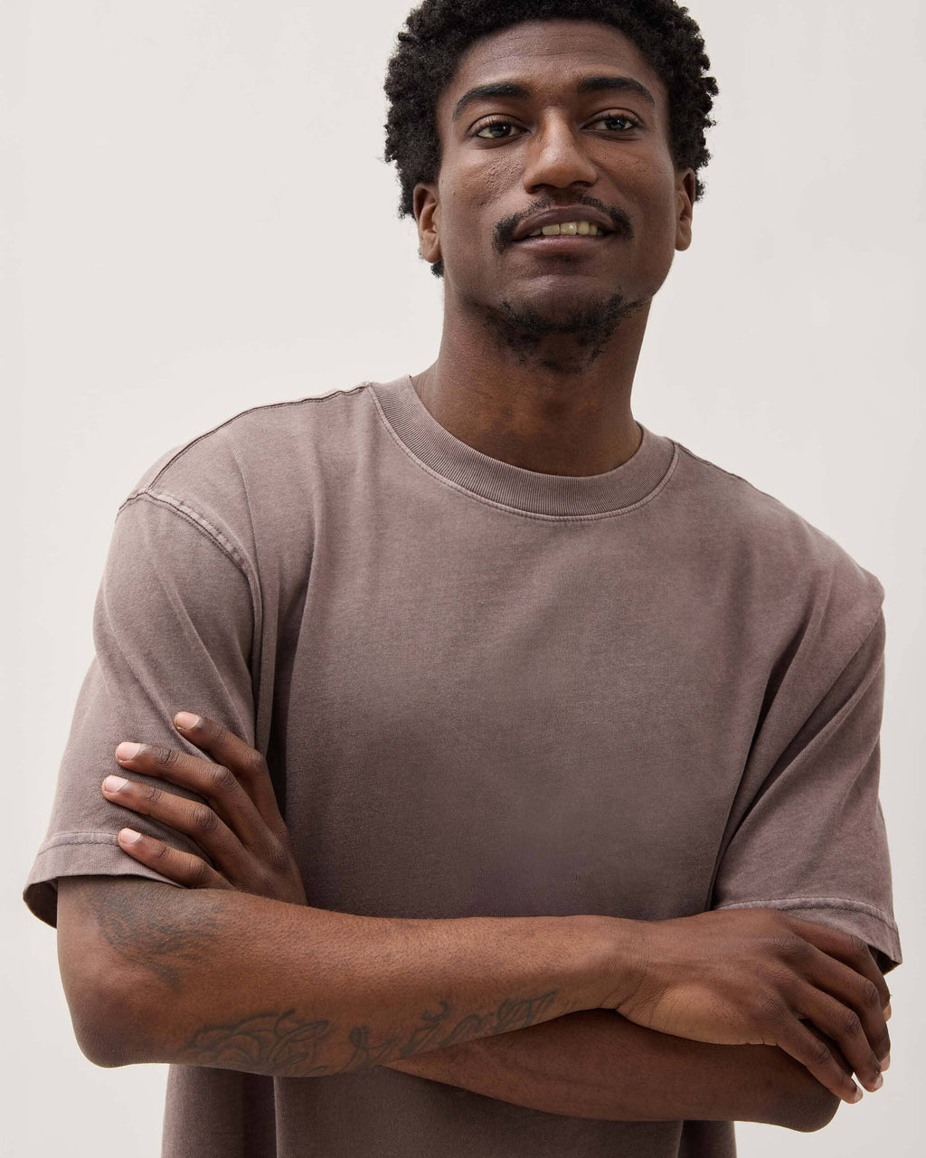 Mens Relaxed Short Sleeve Tee - Pigment Dye Jersey - Mole