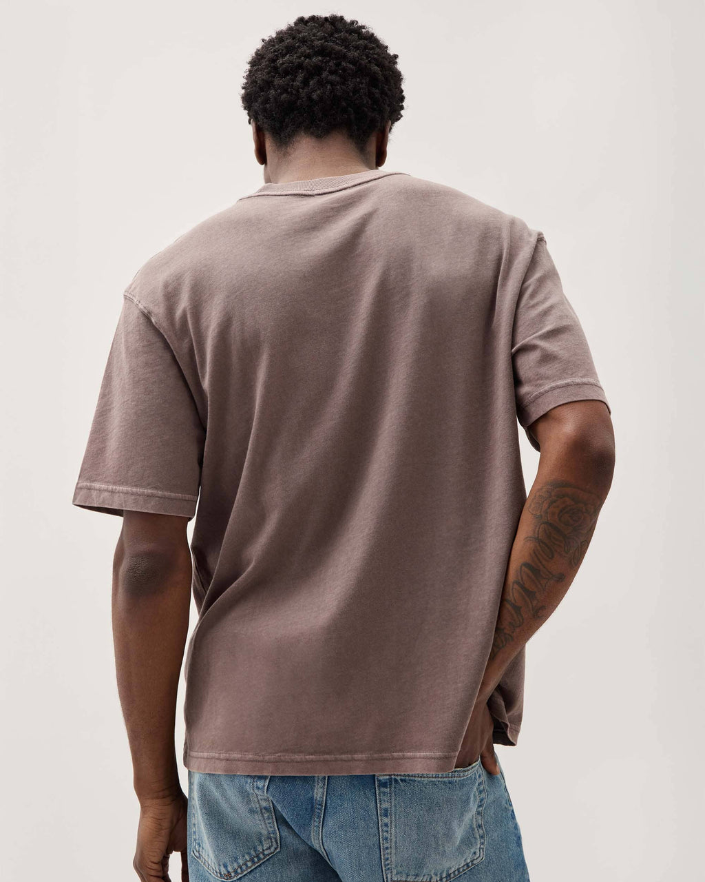 Mens Relaxed Short Sleeve Tee - Pigment Dye Jersey - Mole