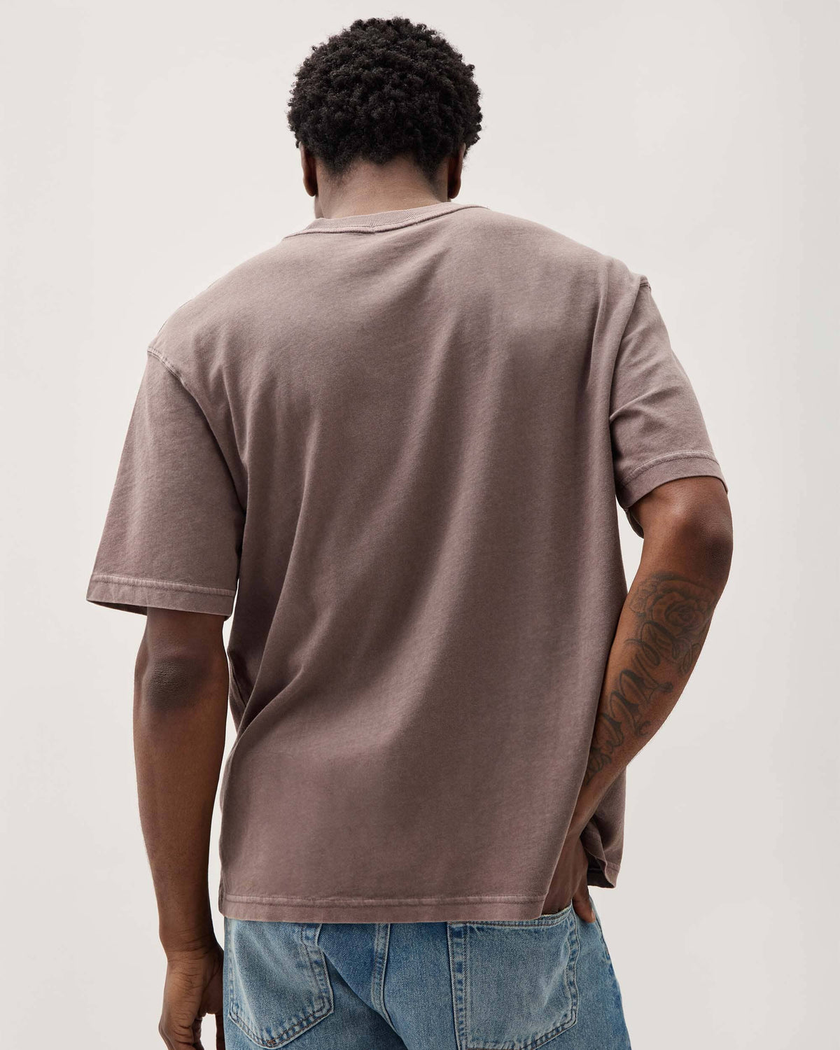 Mens Relaxed Short Sleeve Tee - Pigment Dye Jersey - Mole