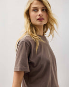 Womens Relaxed Crop Tee - Pigment Dye Jersey - Mole