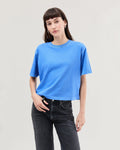 Womens Relaxed Crop Tee - Pigment Dye Jersey - Pop Blue