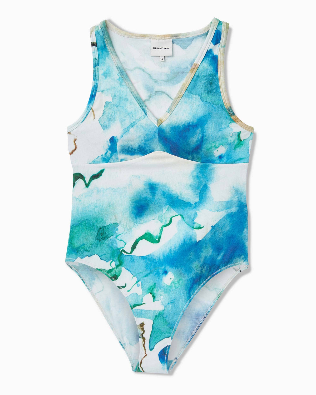 Womens Modal V-Neck Bodysuit - Modal Jersey - Watercolor