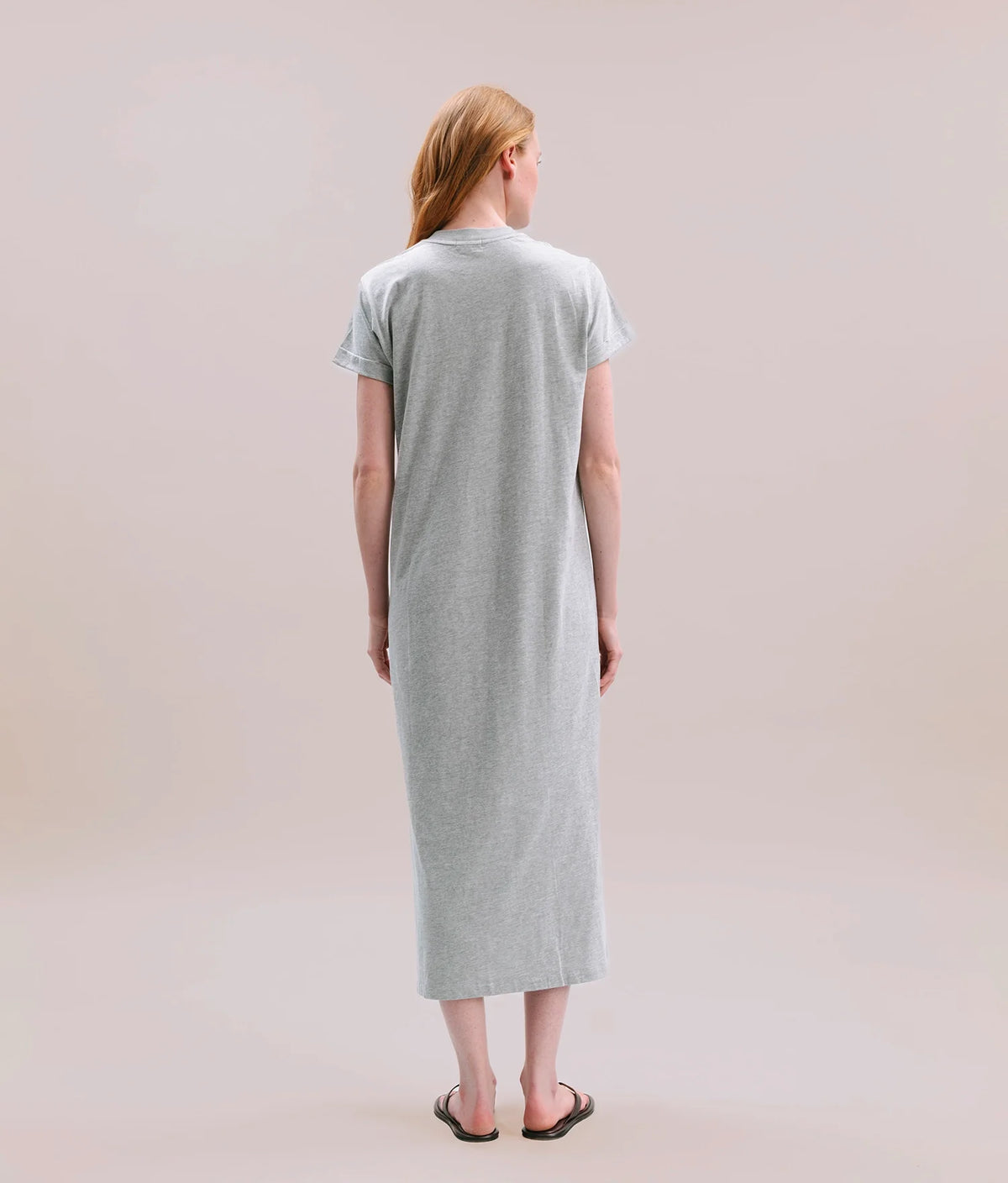 Womens Relaxed Tee Maxi Dress - Pigment Dye Jersey - Heather Grey