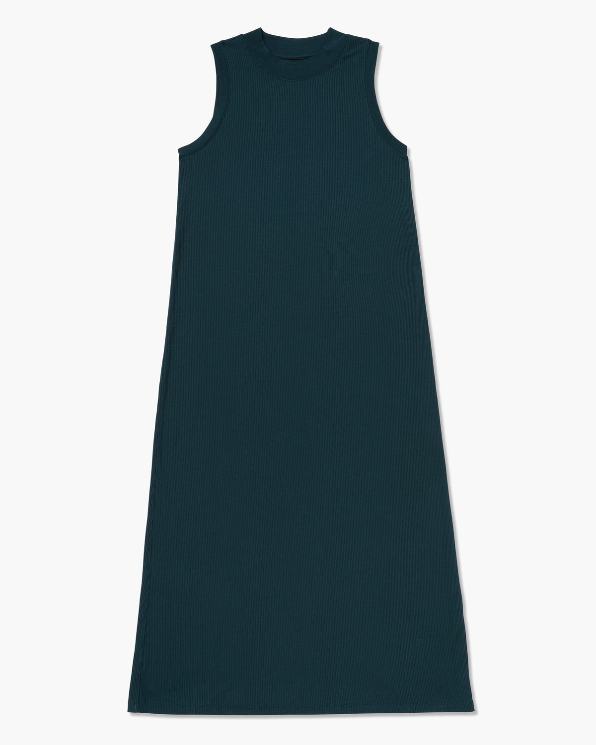 Womens Vintage Rib Column Dress - Lyocell Rib Knit - Reflecting Pond