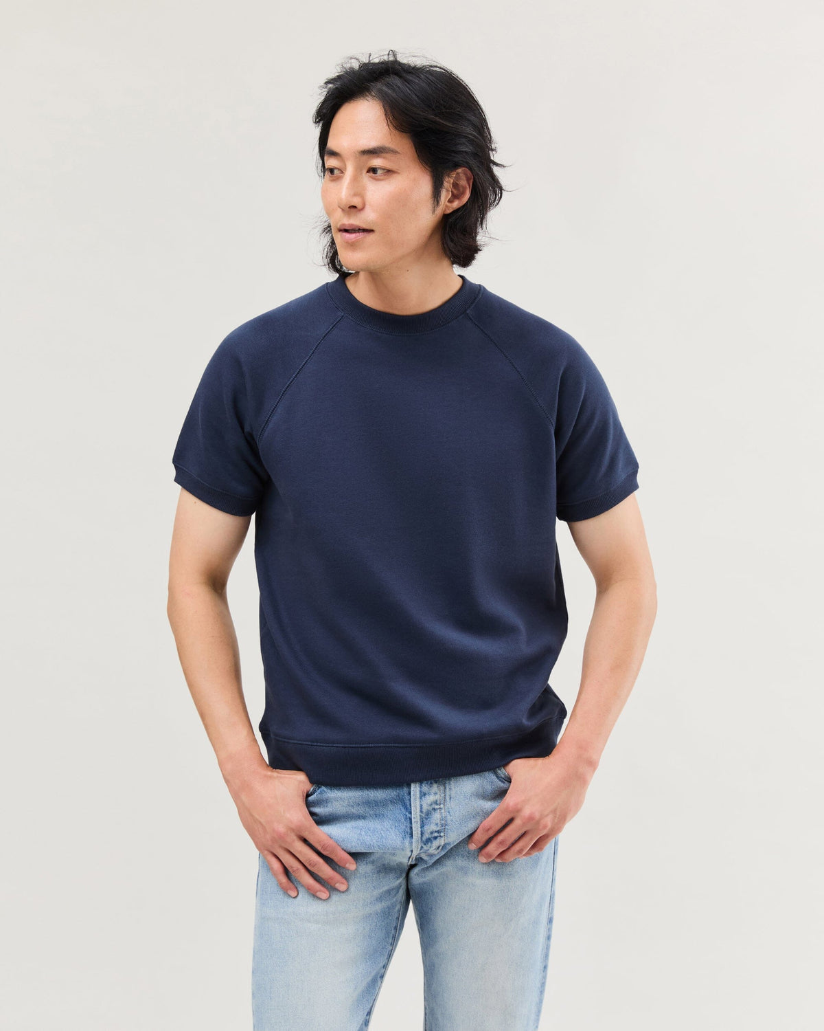 Mens Recycled Fleece Raglan Sweatshirt - Recycled Fleece - Blue Nights