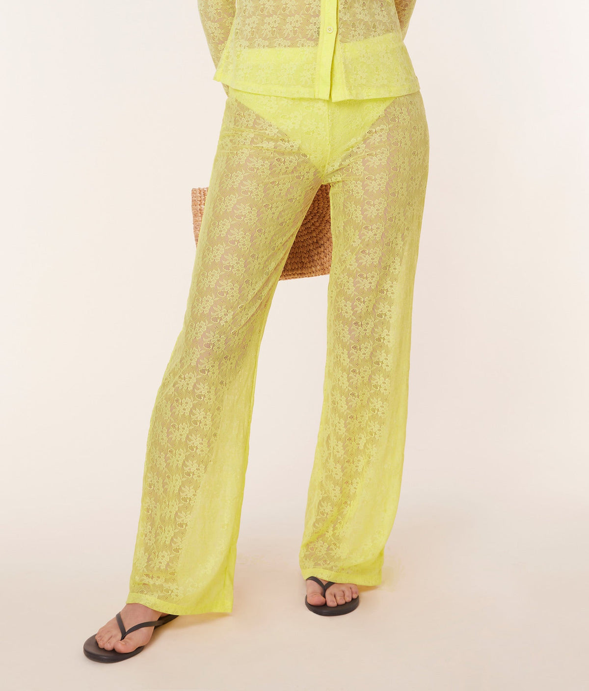 The Suva Pant - Floral Lace - Limeade