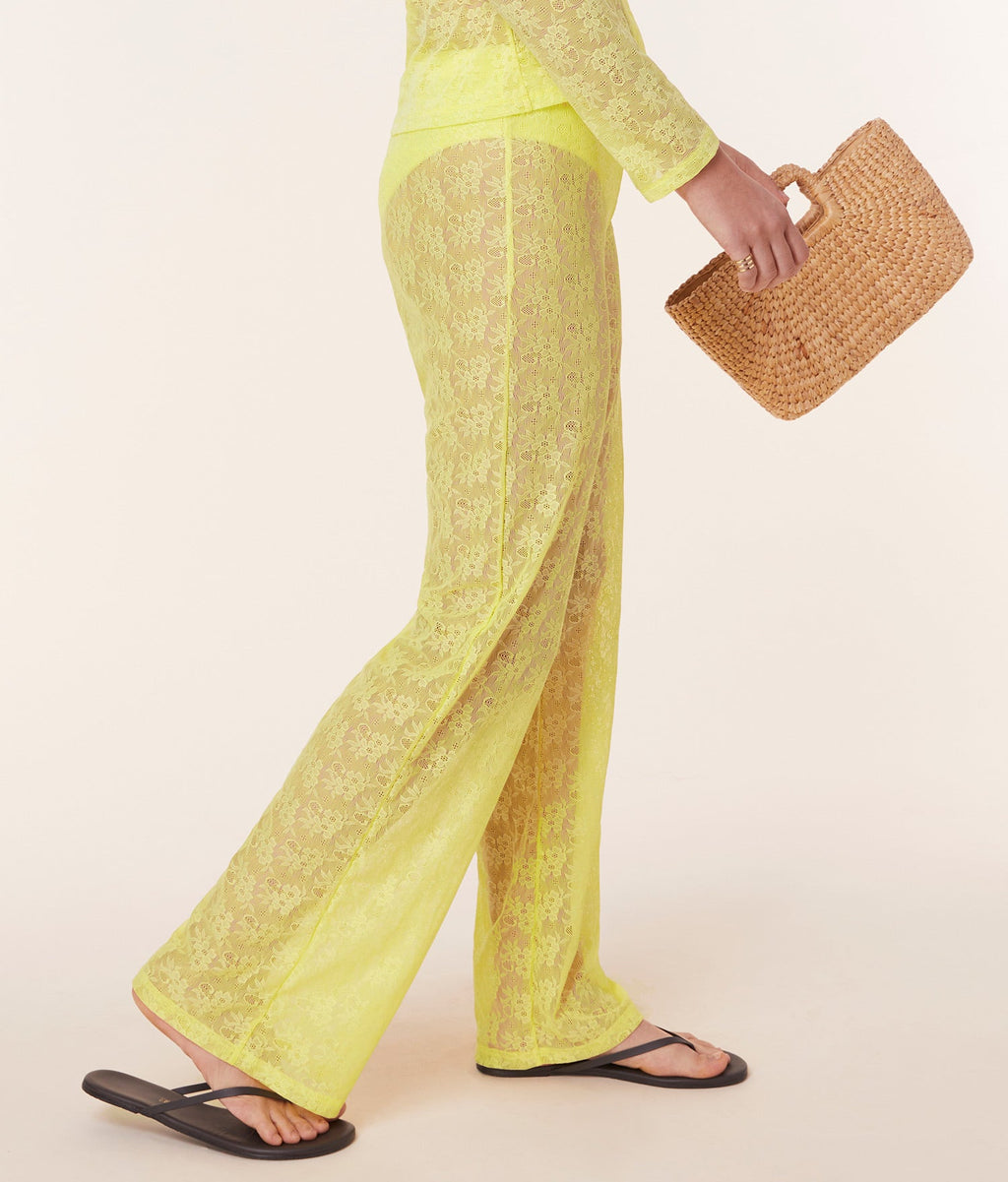 The Suva Pant - Floral Lace - Limeade