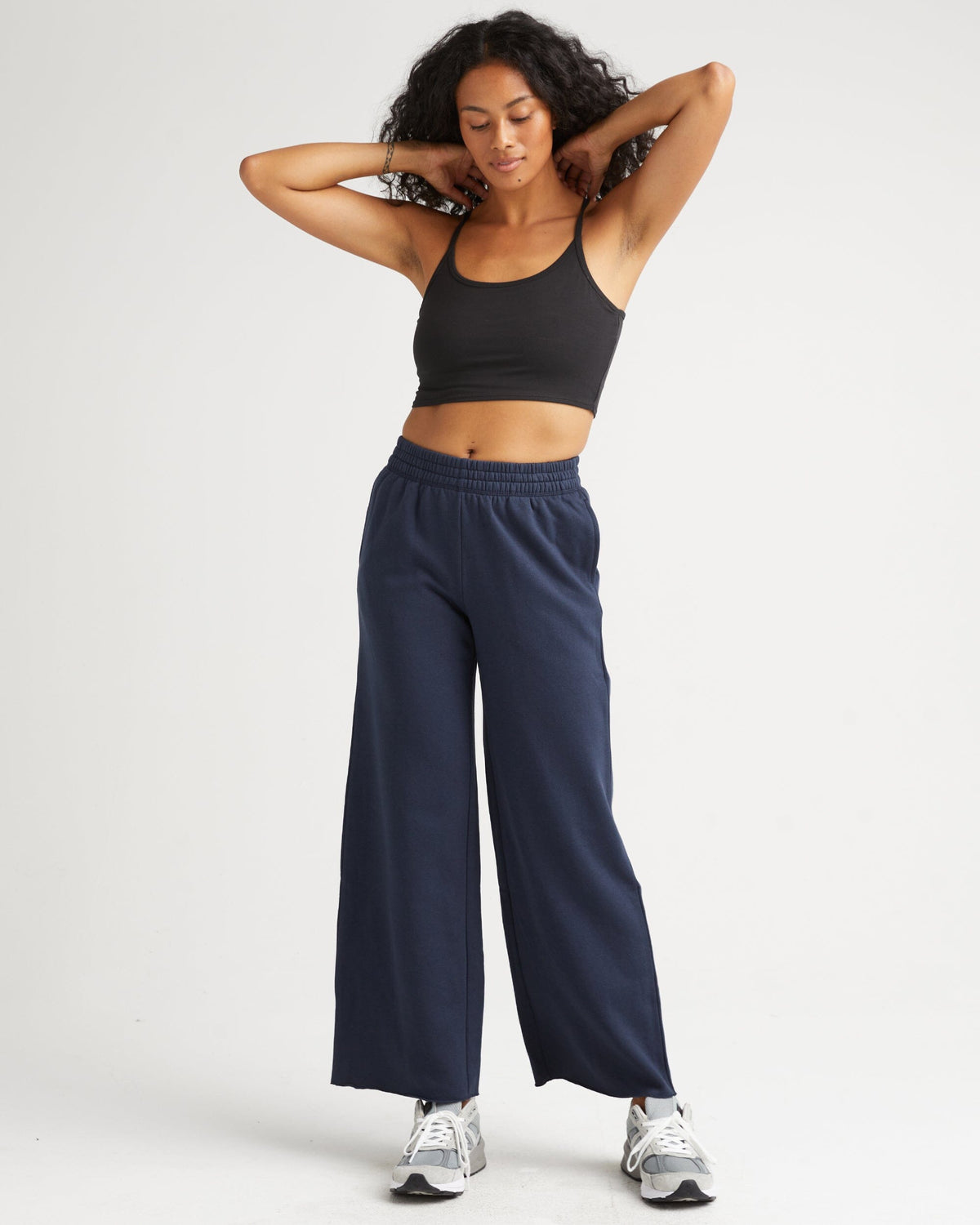 Womens Recycled Fleece Wide Leg Pant - Recycled Fleece - Blue Nights