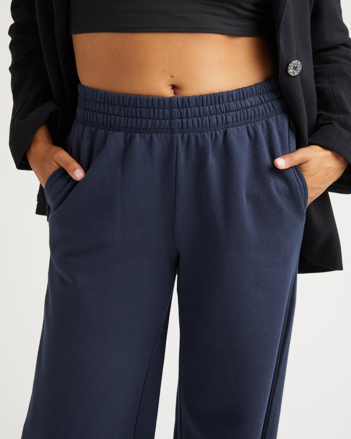 Womens Recycled Fleece Wide Leg Pant - Recycled Fleece - Blue Nights