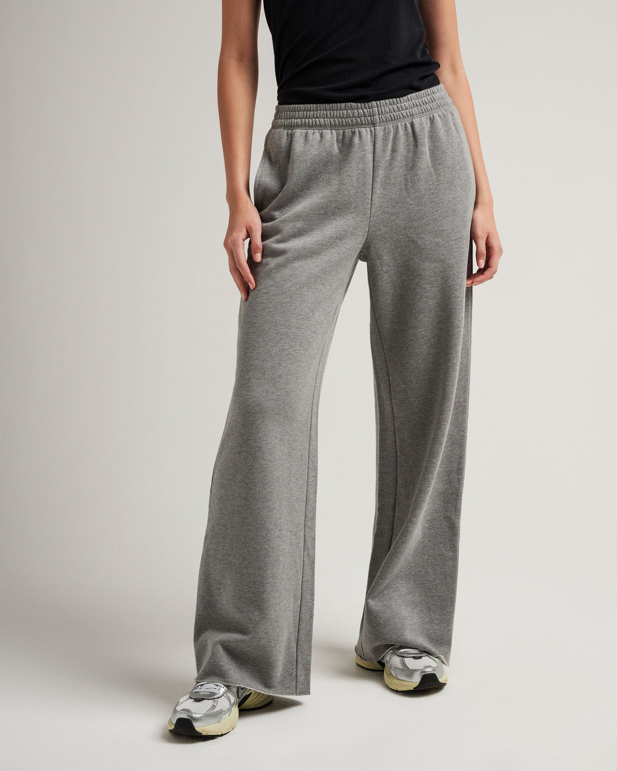 Womens Recycled Fleece Wide Leg Pant - Recycled Fleece - Heather Grey