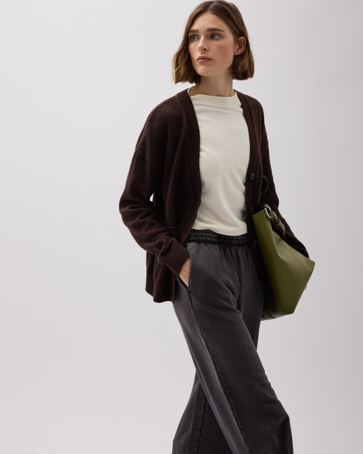 Womens Recycled Fleece Wide Leg Pant - Recycled Fleece - Mineral Black