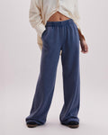 Womens Recycled Fleece Wide Leg Pant - Recycled Fleece - Mineral Blue