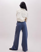 Womens Recycled Fleece Wide Leg Pant - Recycled Fleece - Mineral Blue