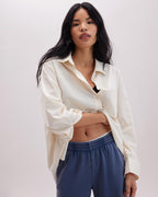 Womens Recycled Fleece Wide Leg Pant - Recycled Fleece - Mineral Blue