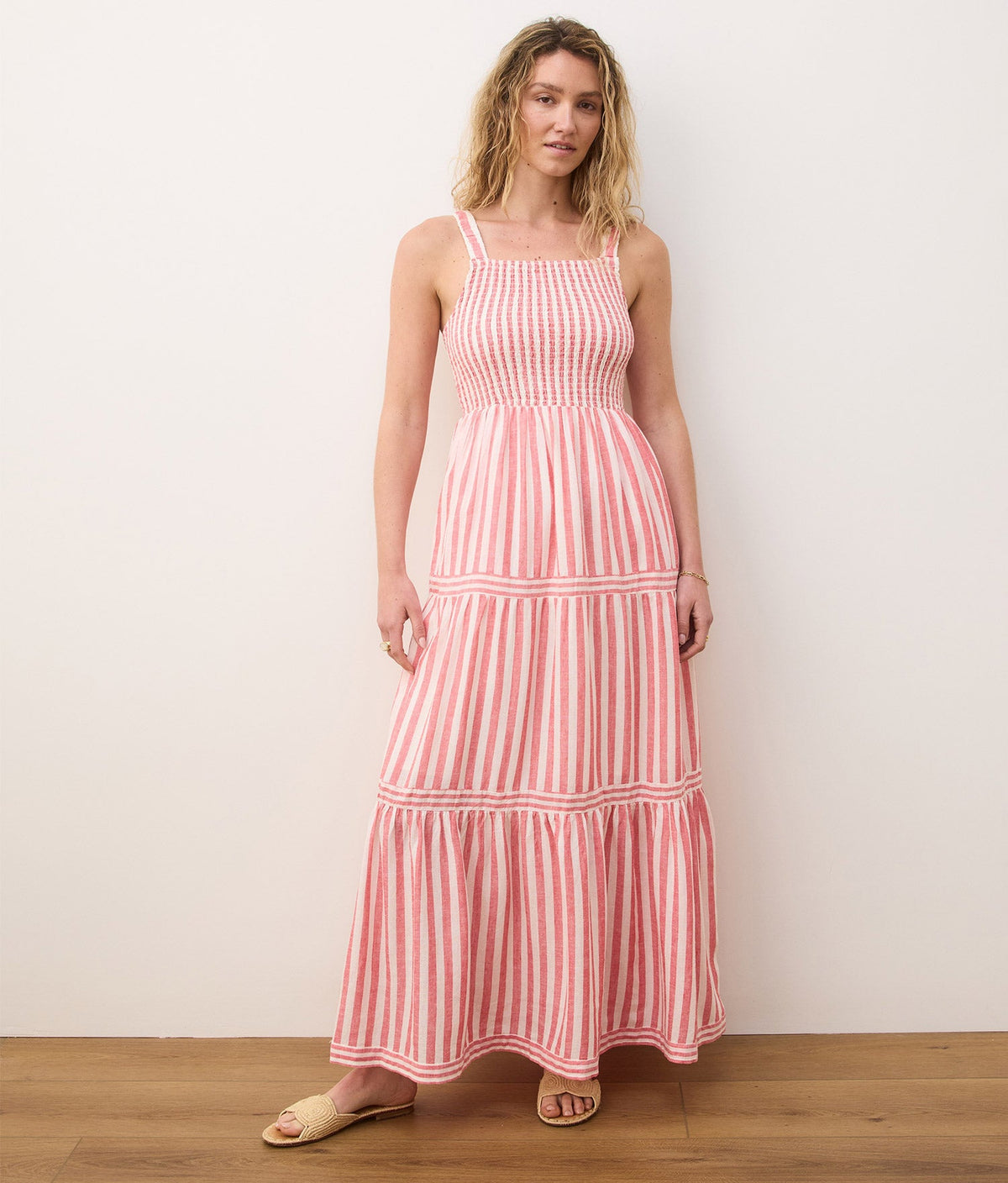 Selene Maxi Dress (Hibiscus/Sand Stripe)