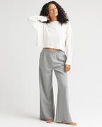 Womens Relaxed Crop Long Sleeve Tee - Pigment Dye Jersey - Bone