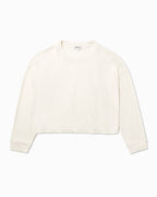 Womens Relaxed Crop Long Sleeve Tee - Pigment Dye Jersey - Bone