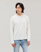 Mens Relaxed Long Sleeve Tee - Pigment Dye Jersey - Bone