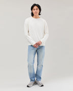 Mens Relaxed Long Sleeve Tee - Pigment Dye Jersey - Bone