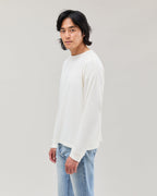 Mens Relaxed Long Sleeve Tee - Pigment Dye Jersey - Bone