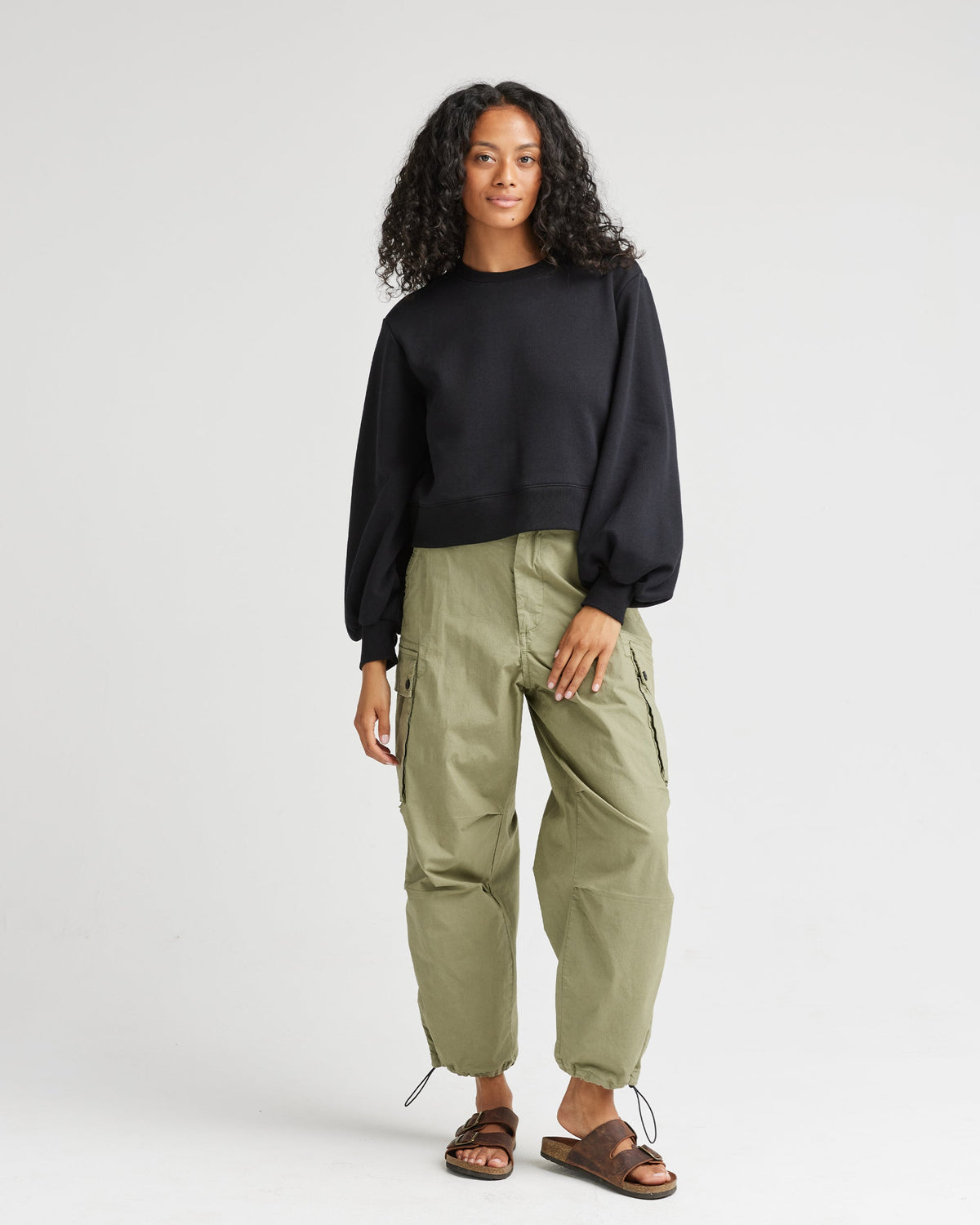 Womens Recycled Fleece Cropped Sweatshirt - Recycled Fleece - Black