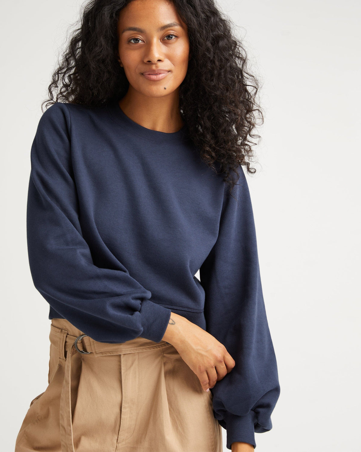 Womens Recycled Fleece Cropped Sweatshirt - Recycled Fleece - Blue Nights