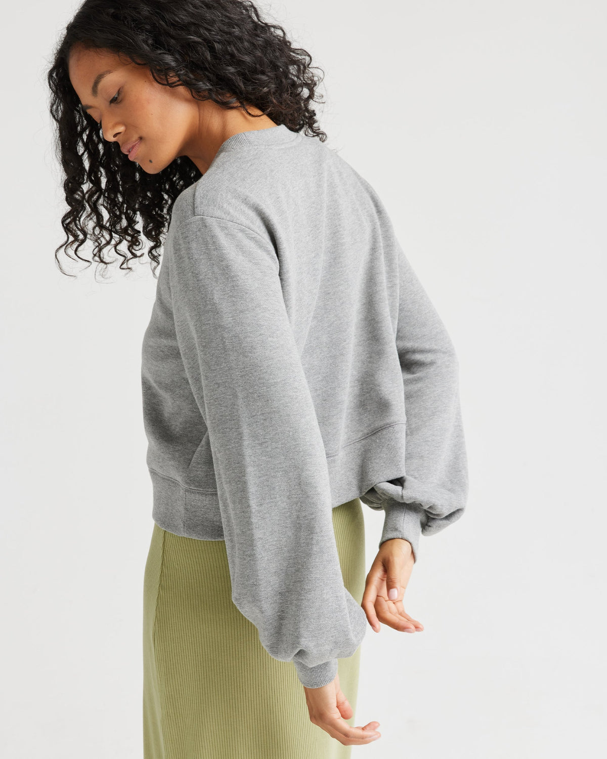 Womens Recycled Fleece Cropped Sweatshirt - Recycled Fleece - Heather Grey