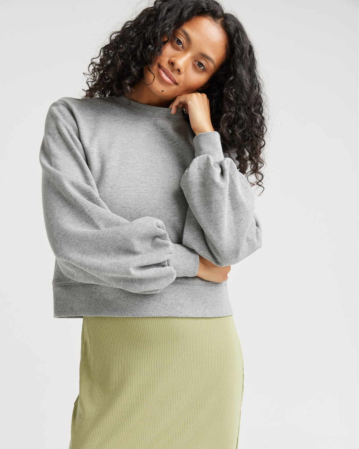 Womens Recycled Fleece Cropped Sweatshirt - Recycled Fleece - Heather Grey