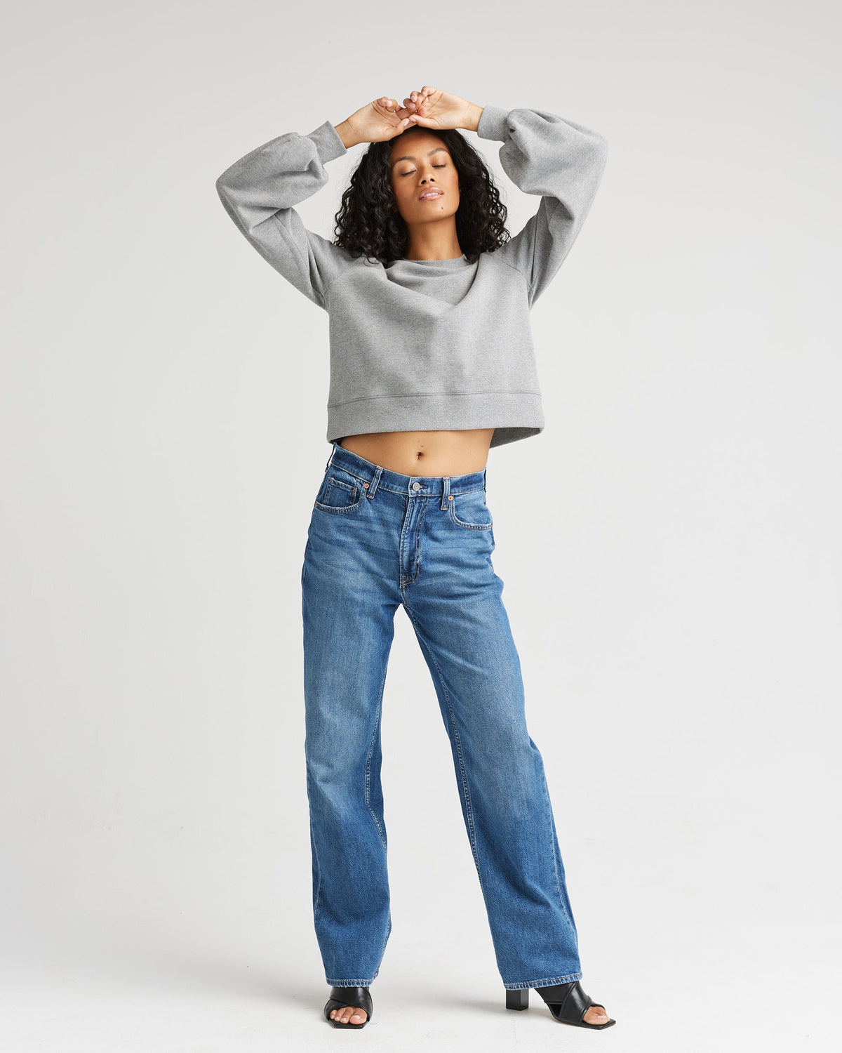 Womens Recycled Fleece Cropped Sweatshirt - Recycled Fleece - Heather Grey
