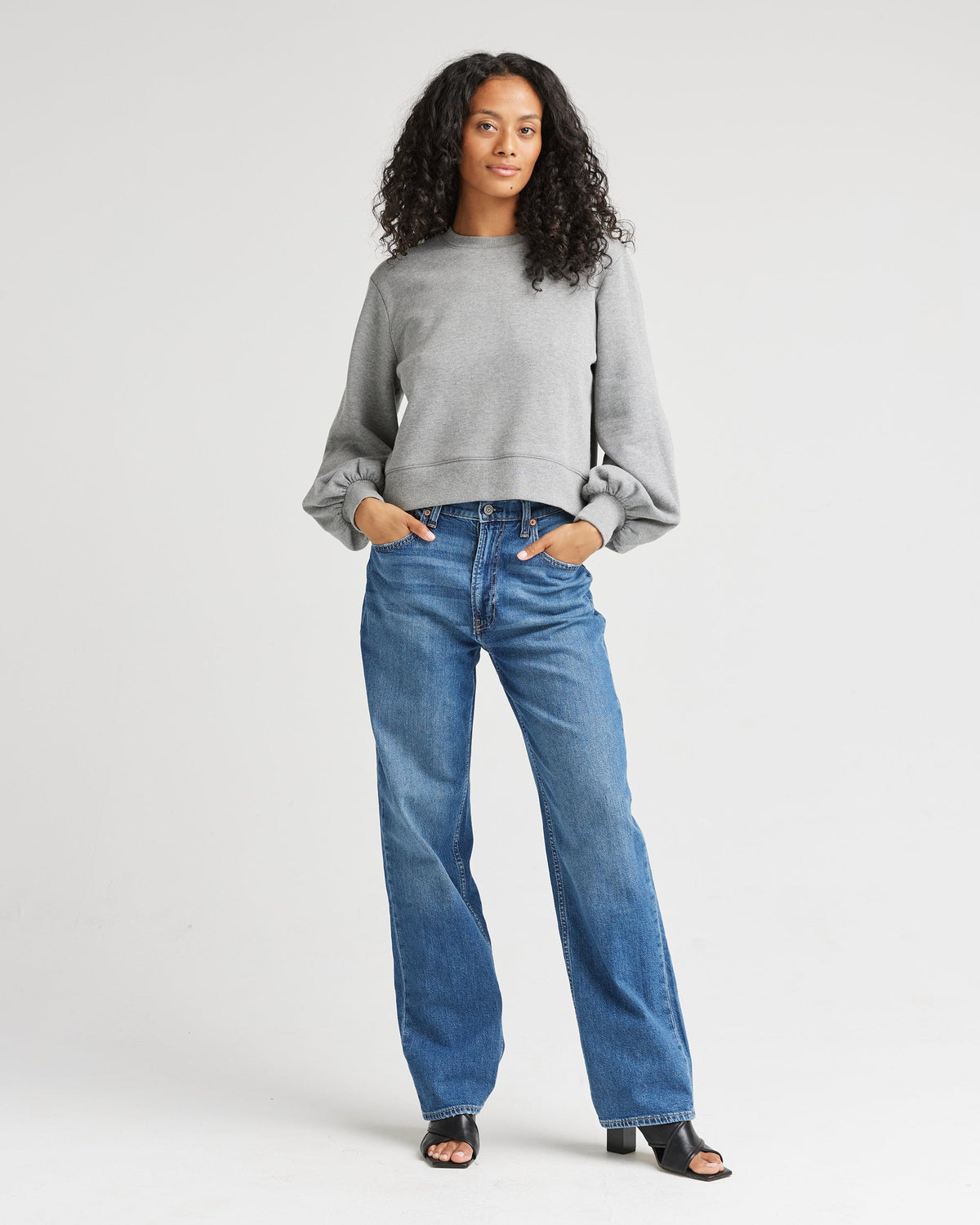 Womens Recycled Fleece Cropped Sweatshirt - Recycled Fleece - Heather Grey