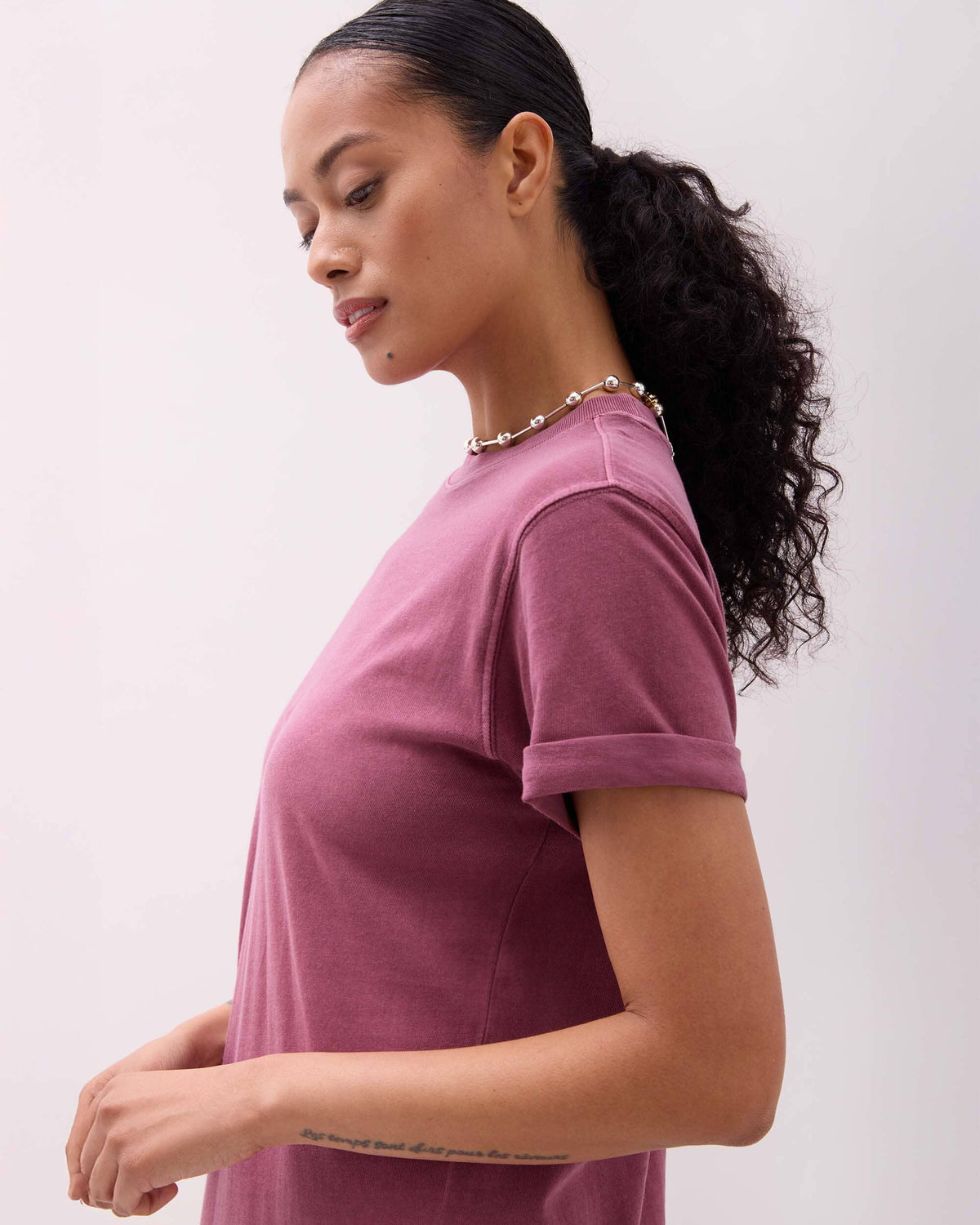 Womens Relaxed Tee Maxi Dress - Pigment Dye Jersey - Burgundy