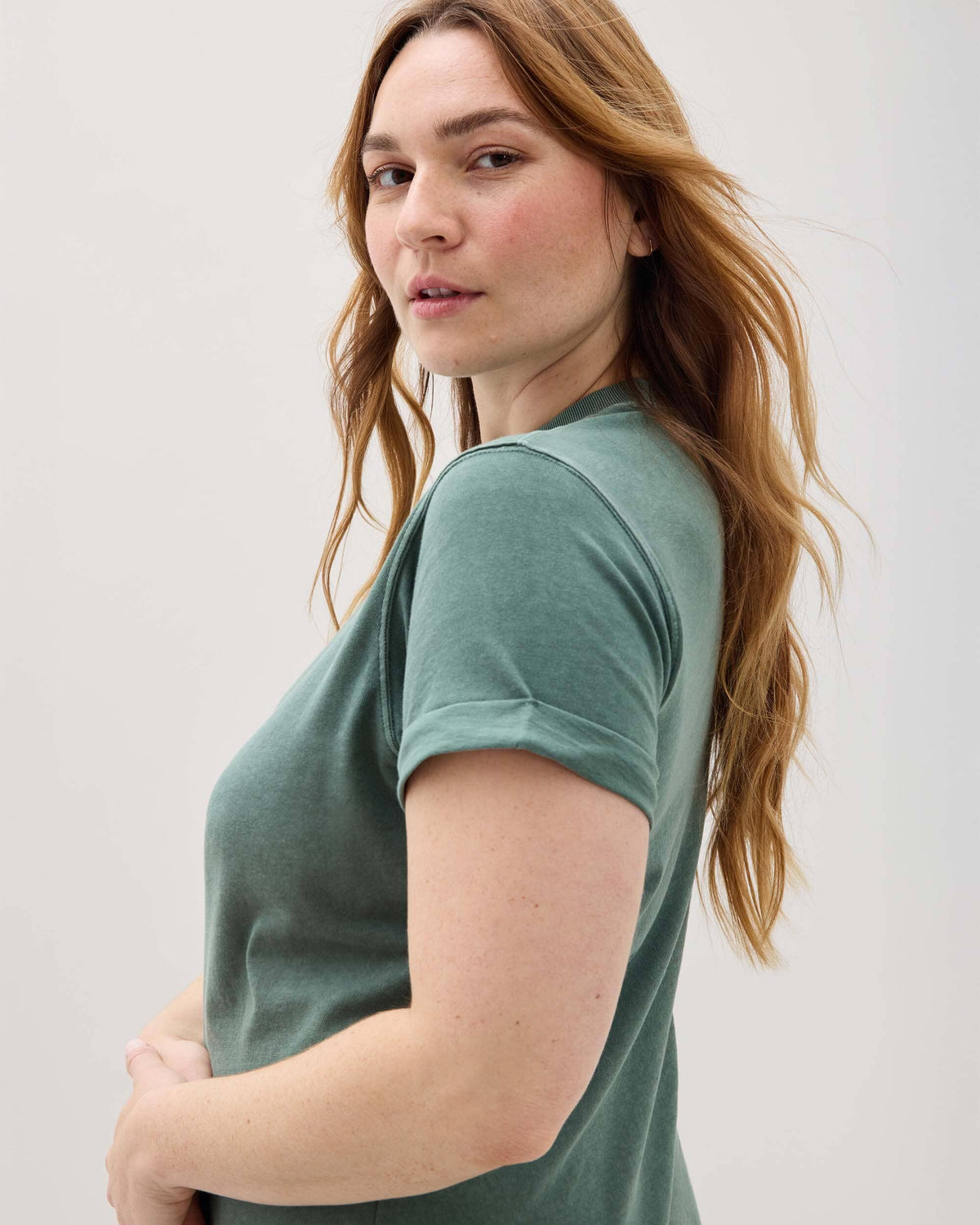 Womens Relaxed Tee Maxi Dress - Pigment Dye Jersey - Sage Leaf