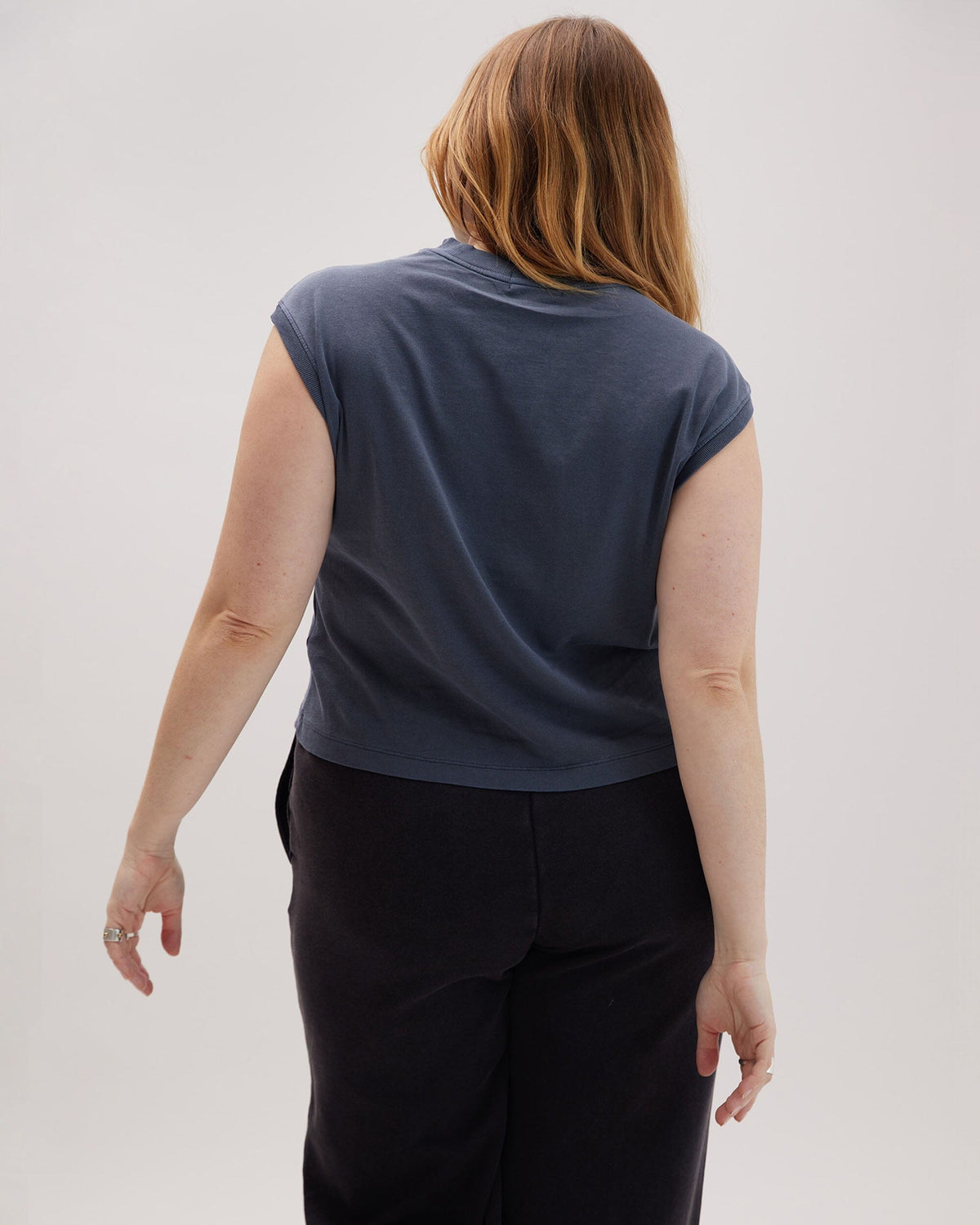 Womens Relaxed Muscle Tee - Pigment Dye Jersey - Blue Steel