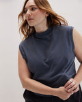 Womens Relaxed Muscle Tee - Pigment Dye Jersey - Blue Steel