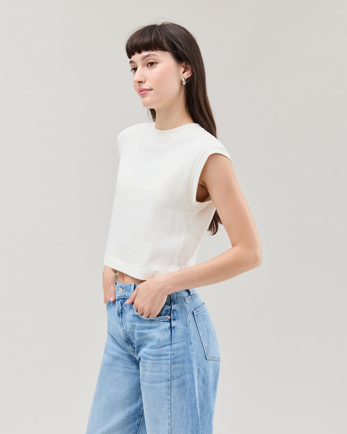 Womens Relaxed Muscle Tee - Pigment Dye Jersey - Bone