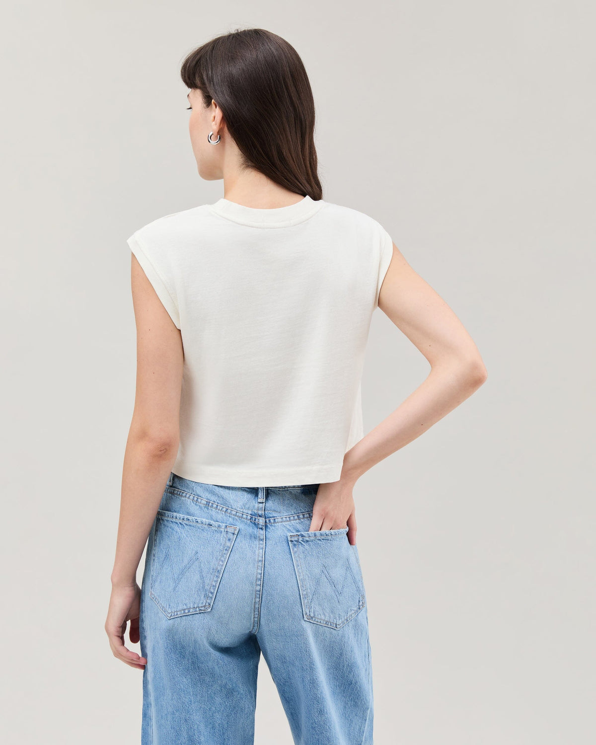 Womens Relaxed Muscle Tee - Pigment Dye Jersey - Bone
