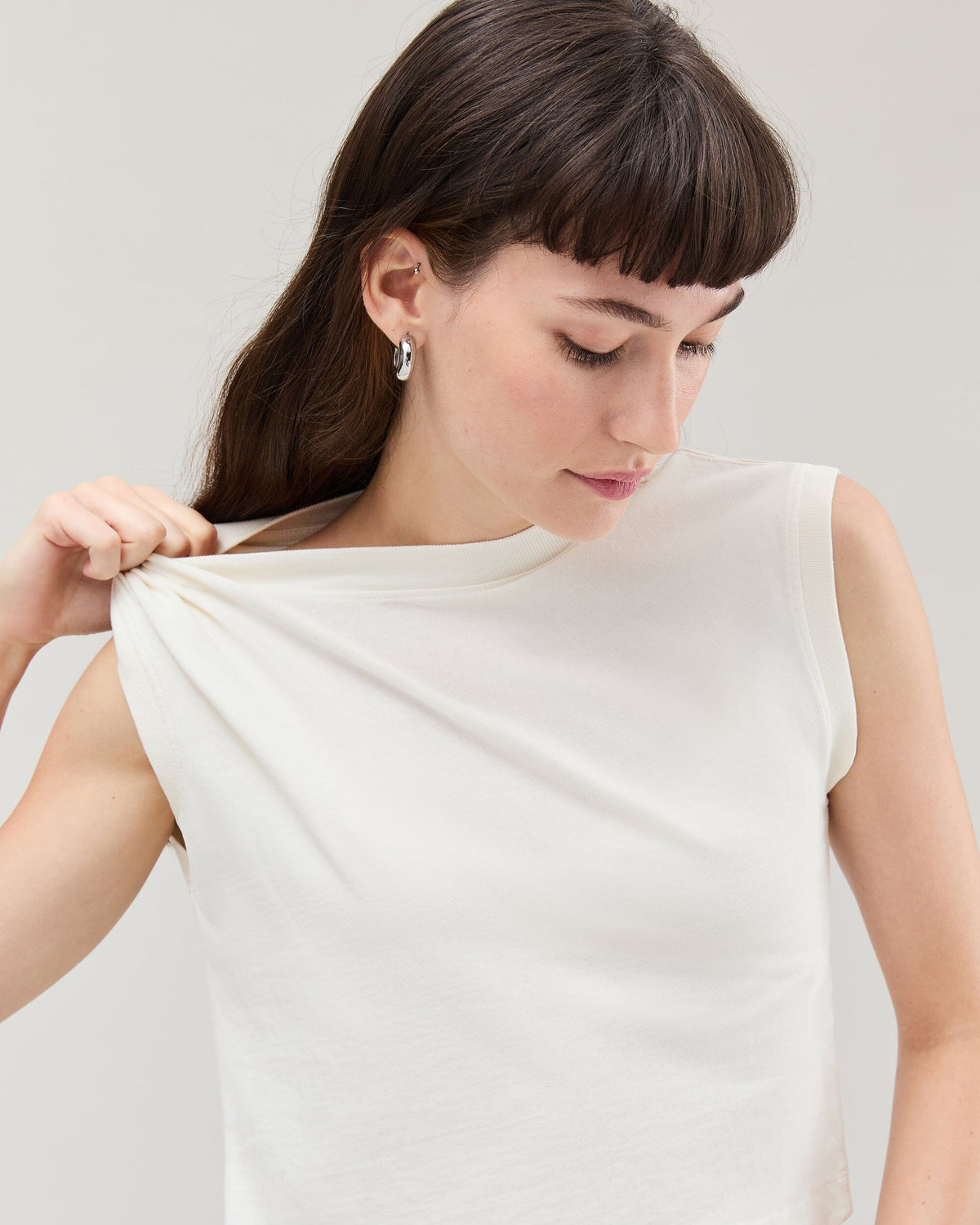 Womens Relaxed Muscle Tee - Pigment Dye Jersey - Bone
