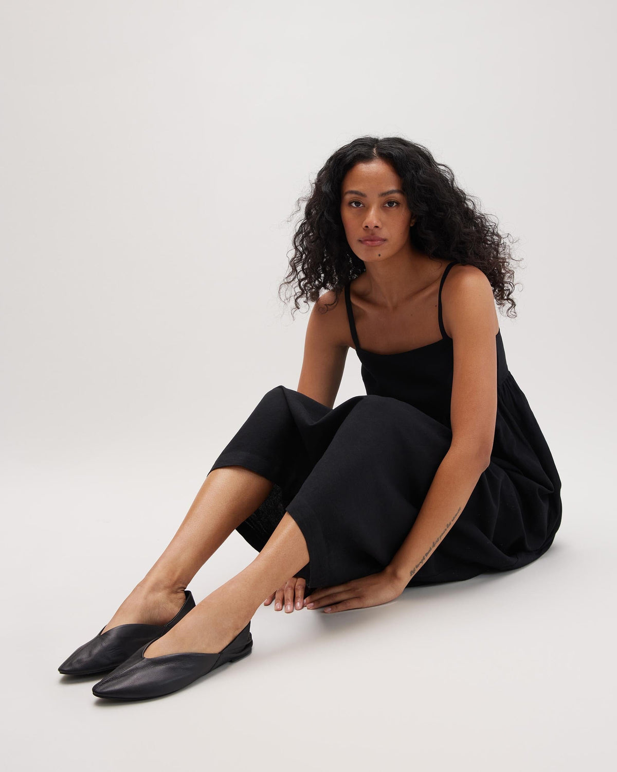 Womens Linen Maxi Dress - Rayon Linen Woven - Black
