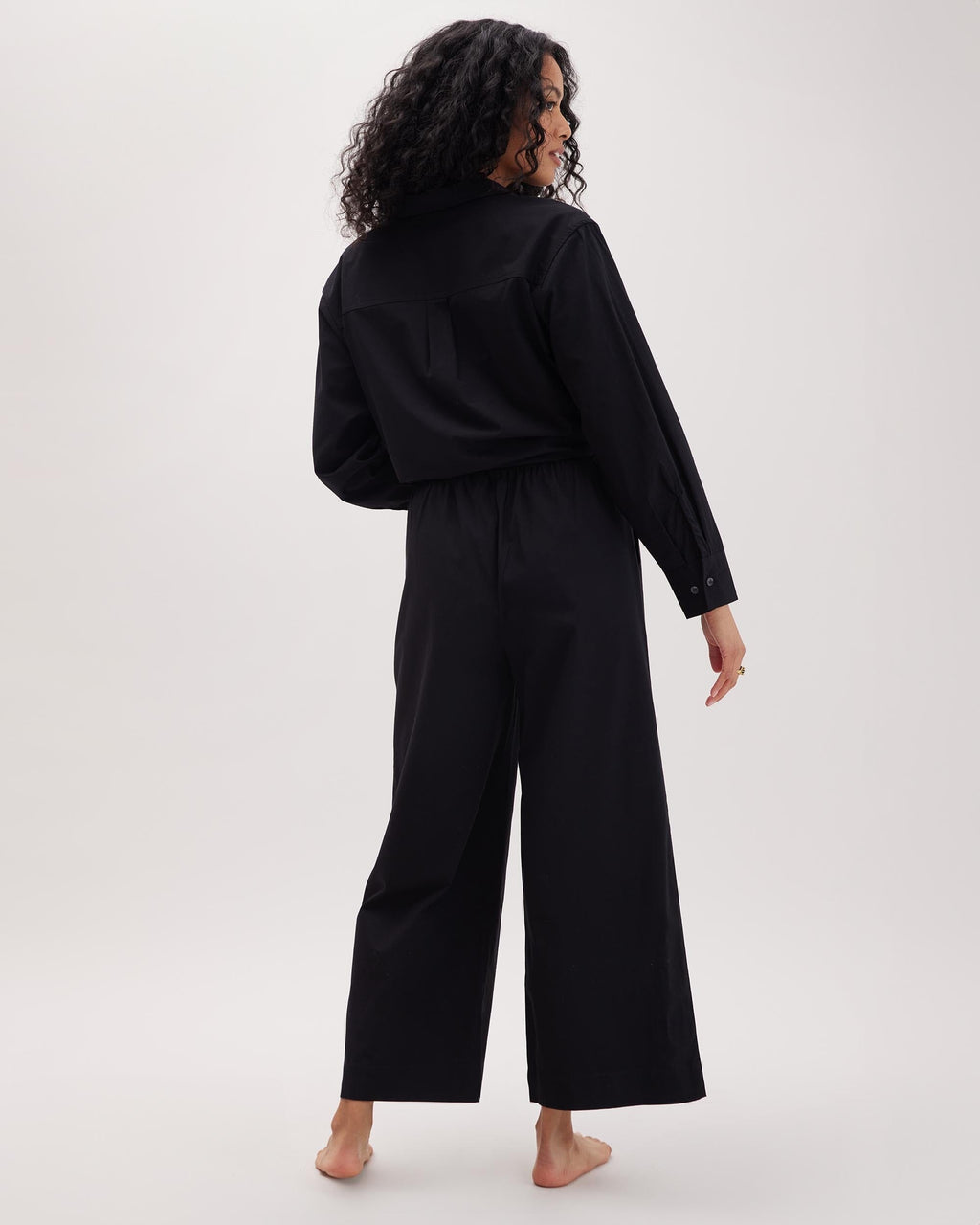 Womens Venice Drawstring Pant - Cotton Rayon Woven - Black