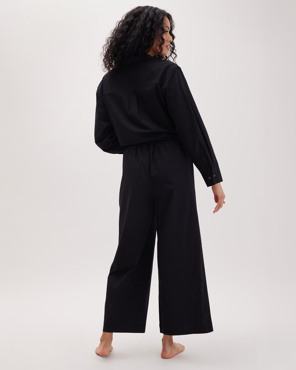 Womens Venice Drawstring Pant - Cotton Rayon Woven - Black