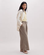 Womens Venice Drawstring Pant - Cotton Rayon Woven - Warm Grey