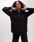 Womens Venice Button Up Shirt - Cotton Rayon Woven - Black