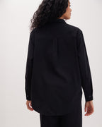 Womens Venice Button Up Shirt - Cotton Rayon Woven - Black