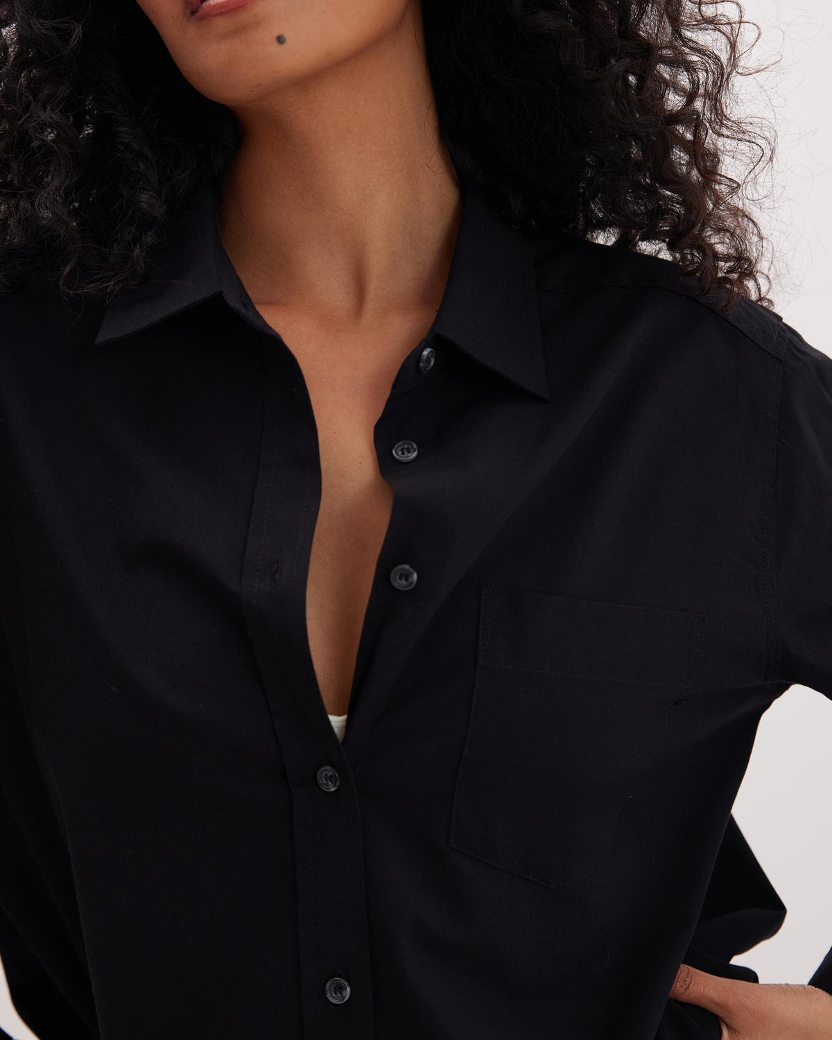 Womens Venice Button Up Shirt - Cotton Rayon Woven - Black