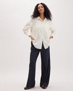 Womens Venice Button Up Shirt - Cotton Rayon Woven - Bone