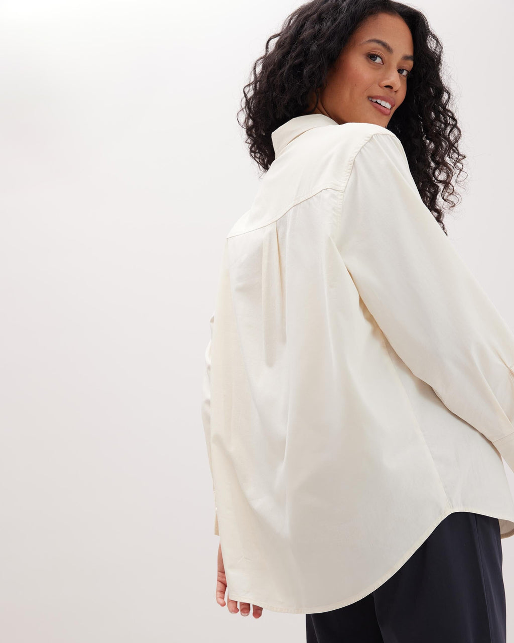 Womens Venice Button Up Shirt - Cotton Rayon Woven - Bone