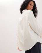 Womens Venice Button Up Shirt - Cotton Rayon Woven - Bone