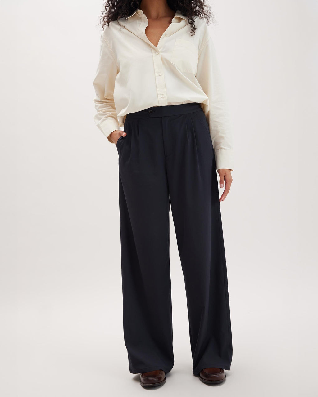 Womens Sophia Fluid Wide Leg Trouser - Polyester Modal Twill - Black