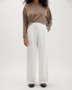Womens Sophia Fluid Wide Leg Trouser - Polyester Modal Twill - Bone
