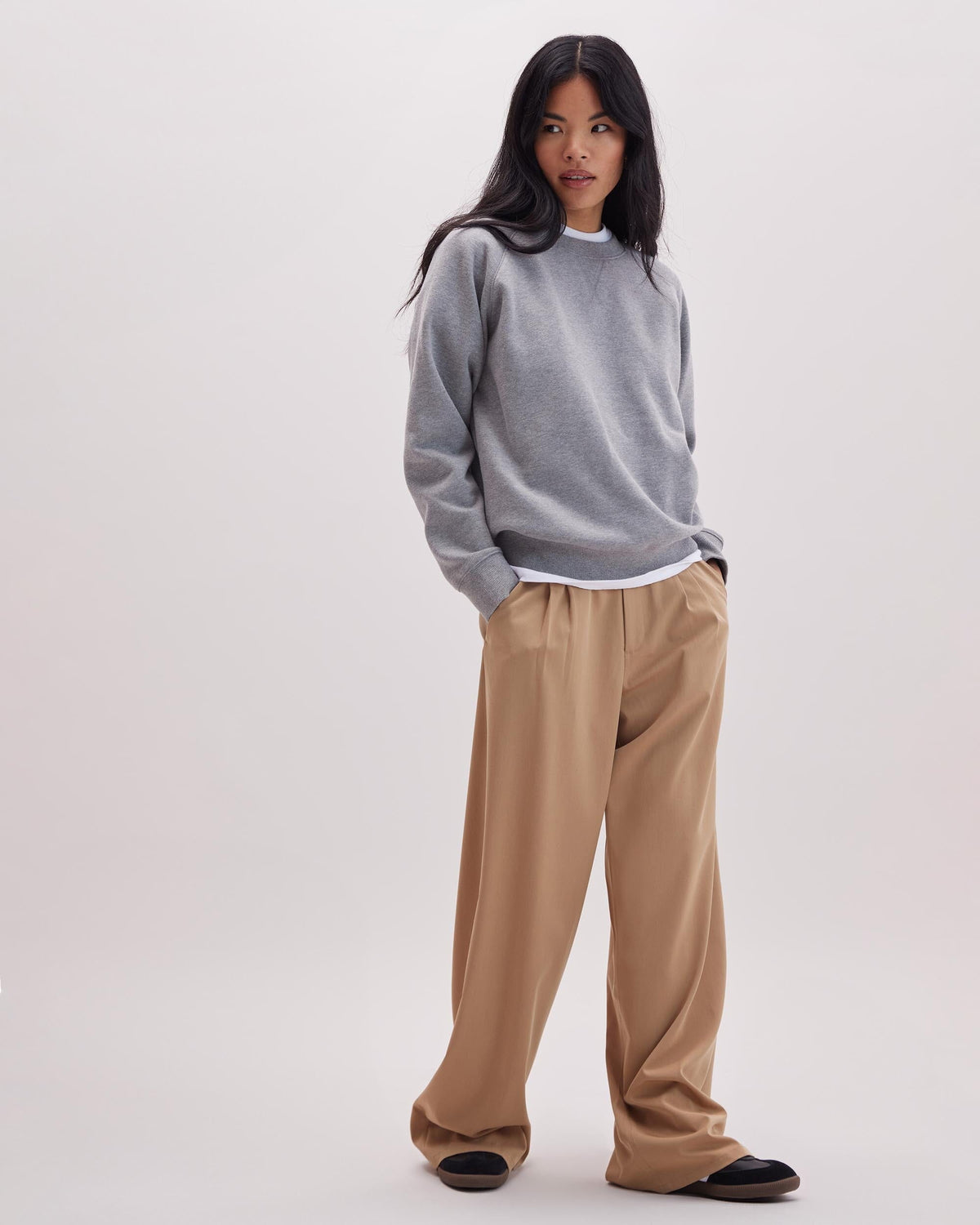 Womens Sophia Fluid Wide Leg Trouser - Polyester Modal Twill - Khaki